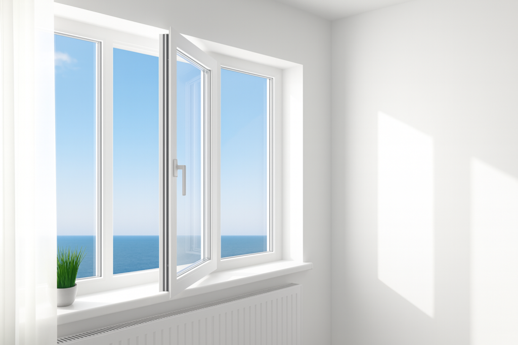 открытое ПВХ окно в квартире